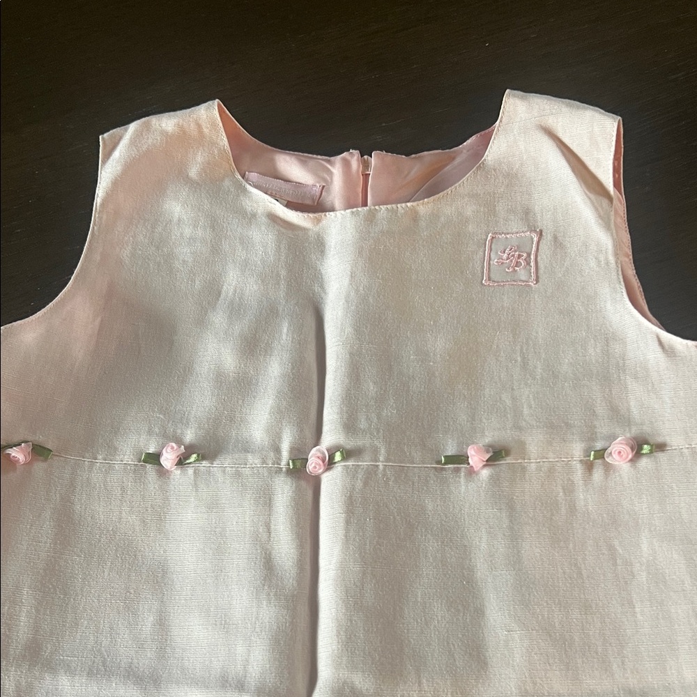 Pink Designer Sleeveless Dress with Floral Accents, Made in Italy